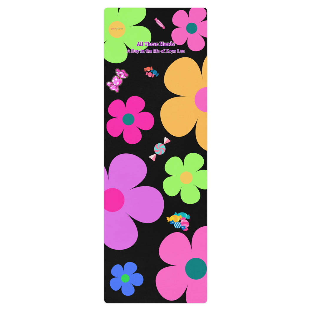 All These Hands Flowers-n-Candy Black Yoga Mat